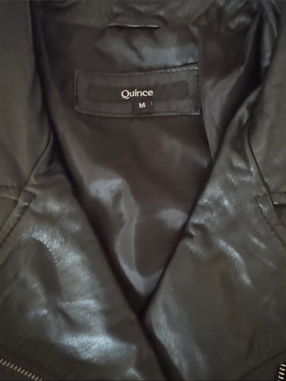 Quince Black Leather Asymmetrical Moto Jacket - Picture 2 of 3